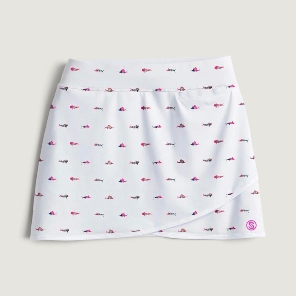 SCALES WOMEN'S Trippy Fish Wavy Skort GOLF TENNIS FISHING MARLIN 
NEW NWT